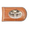 Christian Cross Leather Magnetic Money Clip Wallet - Slim Front Pocket Silver Emblem - 6 Colors