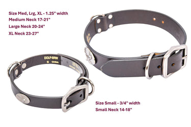Anchor Brown Leather Dog Collar - Antique Silver Logo