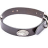 Southern Miss Eagles Brown Leather Dog Collar - Antique Silver Logo
