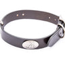 Alabama Crimson Tide Brown Leather Dog Collar - Antique Silver Logo