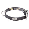Fleur De Lis Brown Leather Dog Collar - Antique Silver Logo