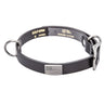 American Flag Brown Leather Dog Collar - Antique Silver Logo