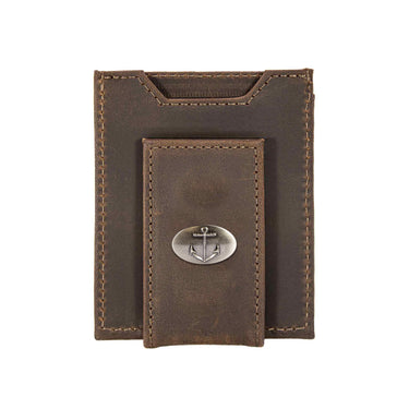 Anchor Magnetic Leather Wallet | Slim Front Pocket Card Holder | Minimalist Clip Wallet