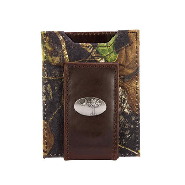 South Carolina Palmetto Magnetic Leather Wallet | Slim Front Pocket Card Holder | Minimalist Clip Wallet
