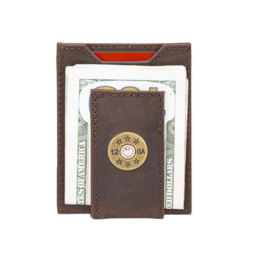 Shotshell Magnetic Leather Wallet | Slim Front Pocket Card Holder | Minimalist Clip Wallet