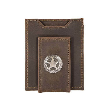 Texas Star Magnetic Leather Wallet | Slim Front Pocket Card Holder | Minimalist Clip Wallet