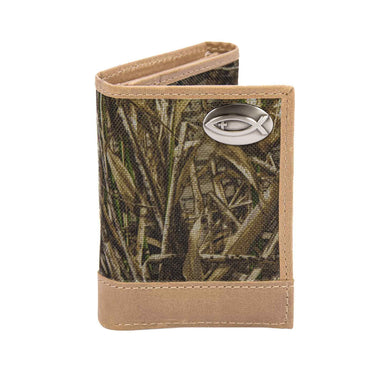 Jesus Fish Leather Trifold Wallet for Men | Full Grain Leather Wallet | Gift for Him