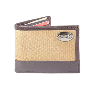 Jesus Fish Leather Bifold Wallet for Men | Full Grain Leather Wallet | Gift for Him