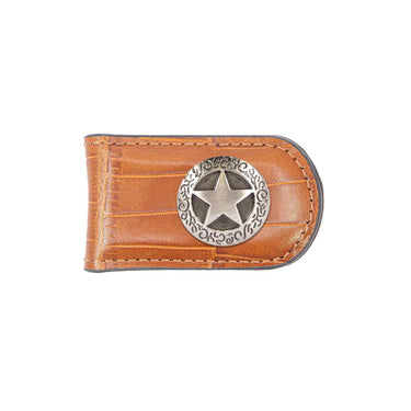 Texas Star Leather Magnetic Money Clip Wallet - Slim Front Pocket Silver Emblem - 6 Colors