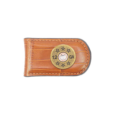 Shotshell Leather Magnetic Money Clip Wallet - Slim Front Pocket Silver Emblem - 6 Colors