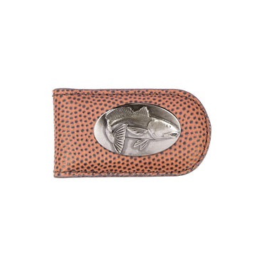 Redfish Leather Magnetic Money Clip Wallet - Slim Front Pocket Silver Emblem - 6 Colors