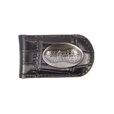 Peanut Leather Magnetic Money Clip Wallet - Slim Front Pocket Silver Emblem - 6 Colors