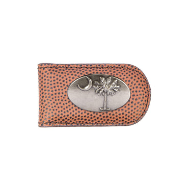 South Carolina Palmetto Leather Magnetic Money Clip Wallet - Slim Front Pocket Silver Emblem - 6 Colors