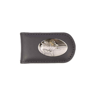Marlin Leather Magnetic Money Clip Wallet - Slim Front Pocket Silver Emblem - 6 Colors