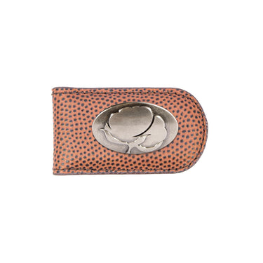 Cotton Boll Leather Magnetic Money Clip Wallet - Slim Front Pocket Silver Emblem - 6 Colors