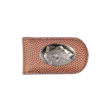 Bass Leather Magnetic Money Clip Wallet - Slim Front Pocket Silver Emblem - 6 Colors
