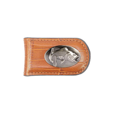 Bass Leather Magnetic Money Clip Wallet - Slim Front Pocket Silver Emblem - 6 Colors