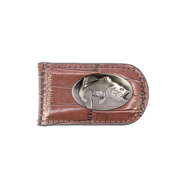Bass Leather Magnetic Money Clip Wallet - Slim Front Pocket Silver Emblem - 6 Colors
