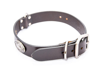 Penn State Nittany Lions Brown Leather Dog Collar - Antique Silver Logo