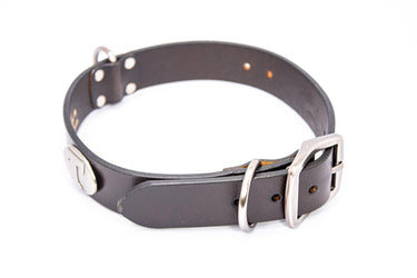 Tennessee Vols Brown Leather Dog Collar - Antique Silver Logo