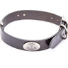 Anchor Brown Leather Dog Collar - Antique Silver Logo