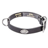 Cotton Boll Brown Leather Dog Collar - Antique Silver Logo