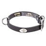 Mallard Brown Leather Dog Collar - Antique Silver Logo