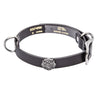 Maltese Cross Brown Leather Dog Collar - Antique Silver Logo