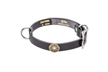 Shotshell Brown Leather Dog Collar - Antique Silver Logo