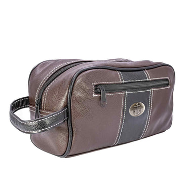 Anchor Men’s Brown Pebble PU Toiletry Bag – Water-Resistant Durable Compact Design for Travel.