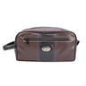 Cotton Boll Men’s Brown Pebble PU Toiletry Bag – Water-Resistant Durable Compact Design for Travel.