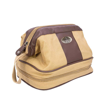 Anchor Men’s Khaki Waxed Canvas Toiletry Dopp Bag with Silver Logo