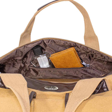 Anchor Men’s Khaki Waxed Canvas Weekender Duffel Bag, Water-Resistant Overnight Travel Bag