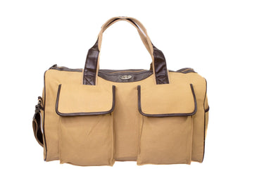 Christian Cross Men’s Khaki Waxed Canvas Weekender Duffel Bag, Water-Resistant Overnight Travel Bag