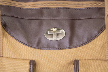 Christian Cross Men’s Khaki Waxed Canvas Weekender Duffel Bag, Water-Resistant Overnight Travel Bag