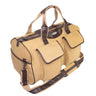 Fleur De Lis Men’s Khaki Waxed Canvas Weekender Duffel Bag, Water-Resistant Overnight Travel Bag