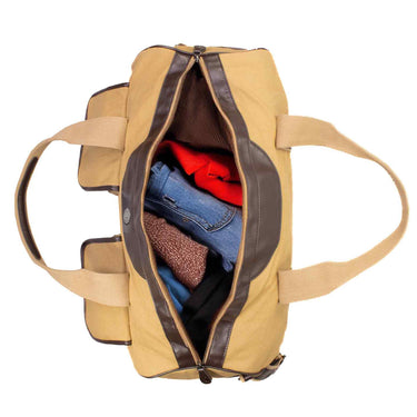 Maltese Cross Men’s Khaki Waxed Canvas Weekender Duffel Bag, Water-Resistant Overnight Travel Bag