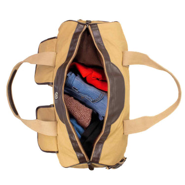 Texas Star Men’s Khaki Waxed Canvas Weekender Duffel Bag, Water-Resistant Overnight Travel Bag