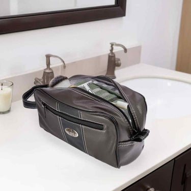 Anchor Men’s Brown Pebble PU Toiletry Bag – Water-Resistant Durable Compact Design for Travel.