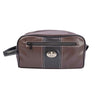 Fleur De Lis Men’s Brown Pebble PU Toiletry Bag – Water-Resistant Durable Compact Design for Travel.