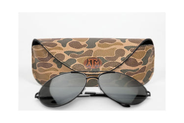 Texas A&M Aggies Sunglass and Eyewear Case – Camo or Brown Pebble with Protective Snap Closure
