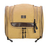 USA Flag Men’s Khaki Waxed Canvas Hanging Toiletry Dopp Bag with Silver Logo