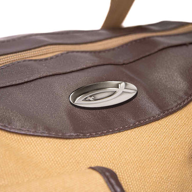 Jesus Fish Men’s Khaki Waxed Canvas Weekender Duffel Bag, Water-Resistant Overnight Travel Bag