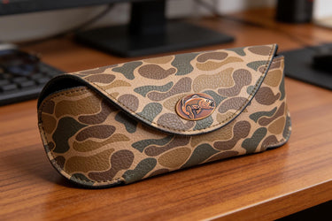 Bass Sunglass and Eyewear Case – Camo or Brown Pebble with Protective Snap Closure