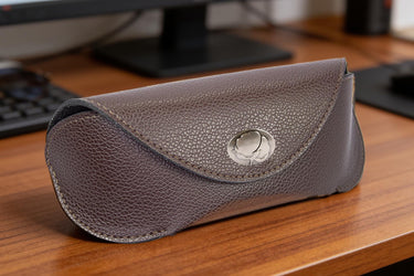 Cotton Boll Sunglass and Eyewear Case – Brown Pebble with Protective Snap Closure