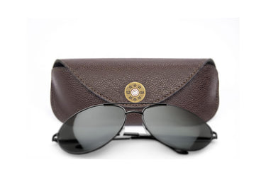 Shotshell Sunglass and Eyewear Case – Camo or Brown Pebble with Protective Snap Closure