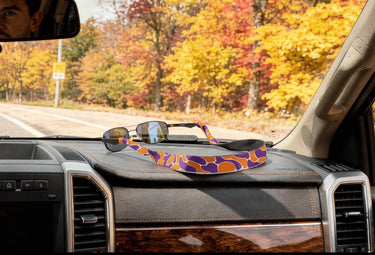 Clemson Tigers Color Orange and Purple Camo Style Neoprene Sunglasses Strap