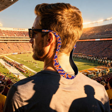 Clemson Tigers Color Orange and Purple Camo Style Neoprene Sunglasses Strap