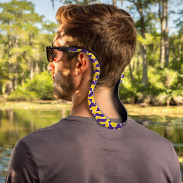 LSU Tigers Color Purple and Gold Camo Style Neoprene Sunglasses Strap