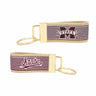 Mississippi State Bulldogs Preppy Pinstripe Ribbon Keychain with Khaki Webbing and Brass Hardware